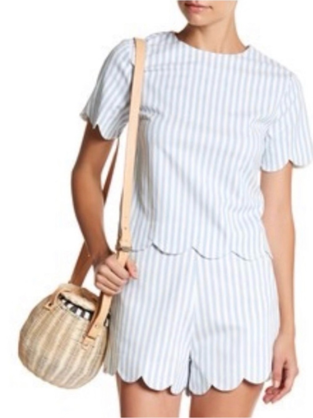 English Factory Scalloped Striped Blouse